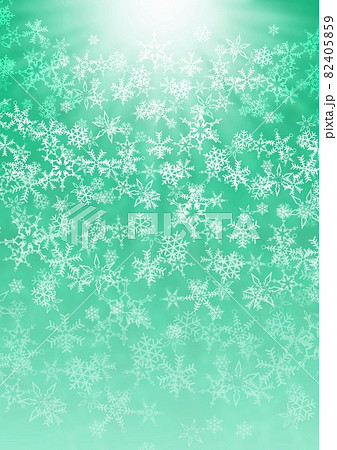 雪の結晶と光 ターコイズブルー背景のイラストのイラスト素材