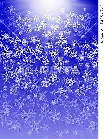 雪の結晶と光 青背景のイラストのイラスト素材