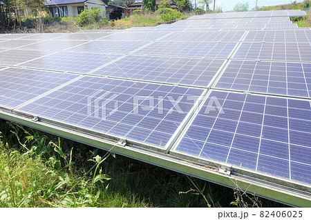 雑草が生い茂った太陽光発電所 雑草が生い茂った太陽光発電所 82406025