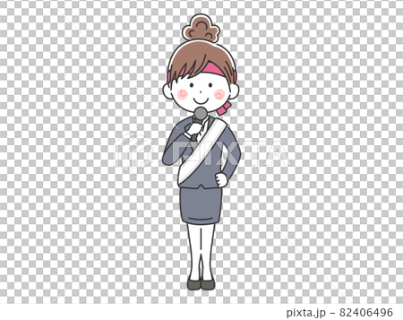 街頭演説する女性の立候補者 82406496