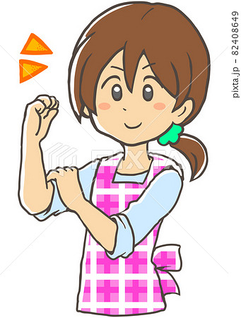 腕まくりをして気合いをいれる女性のイラスト素材