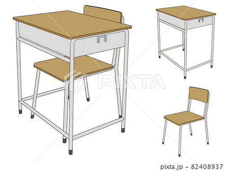 学校机椅子 机 椅子のイラスト素材 4037