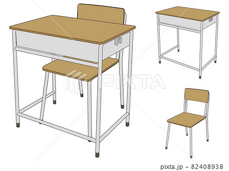 学校机椅子 机 椅子のイラスト素材 4038