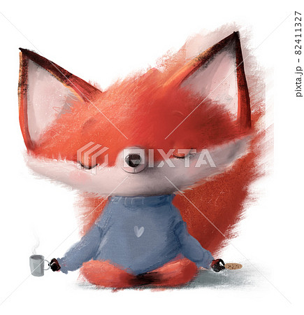 cute little fox character meditate tea cup cute little fox character meditate tea cup 82411327
