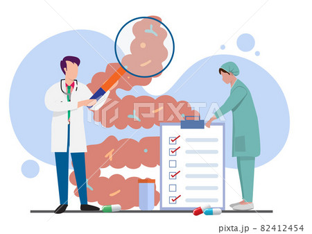 Doctor examining gastrointestinal and gastrointestinal tract vector flat isolated abstract intestinal microflora and healthy food concept 82412454