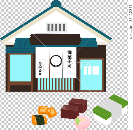 Japanese sweets shop building and Japanese sweets 82412821