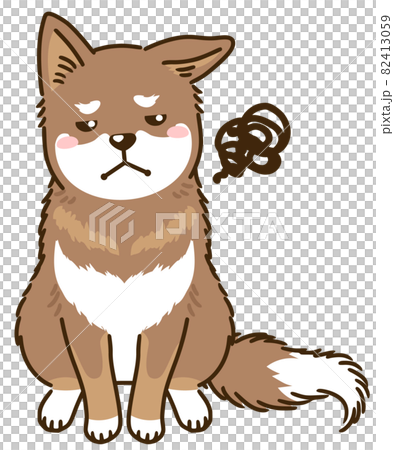 目を逸らす四国犬 赤胡麻 のイラスト素材