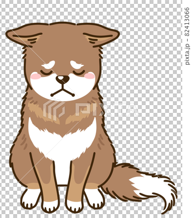 落ち込む四国犬 赤胡麻 のイラスト素材 落ち込む四国犬 赤胡麻 のイラスト素材