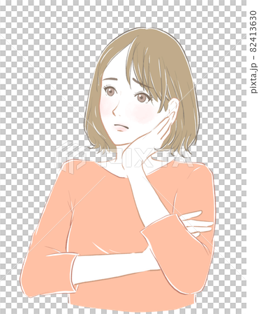 一個女人擔心戴拐杖 82413630