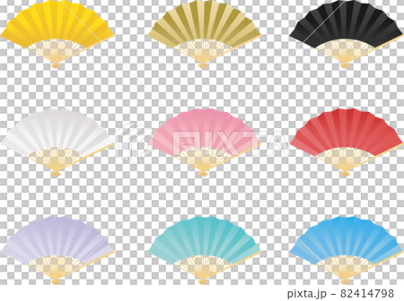 Illustration material: A traditional Japanese item fan to carry when wearing a Japanese dance or kimono. The handle is beige. Illustration material: A traditional Japanese item fan to carry when wearing a Japanese dance or kimono. The handle is beige. 82414798
