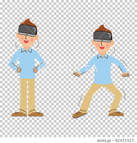 VRゴーグルを装着する男性 VRゴーグルを装着する男性 82415327