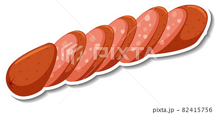 Salami sausage sticker on white background Salami sausage sticker on white background 82415756
