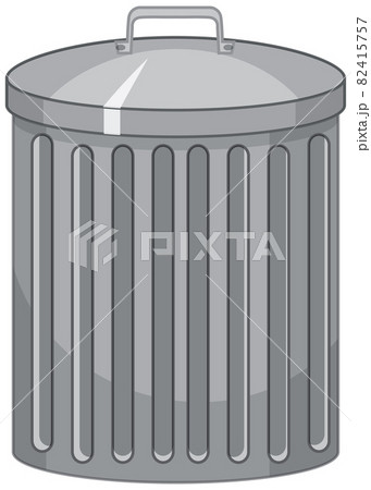 Trash can in cartoon style on white background 82415757