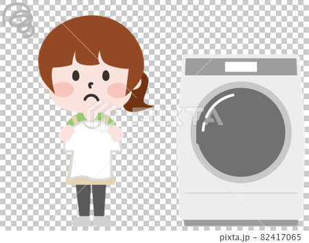 Two-headed body_Woman doing laundry (dissatisfied) 82417065