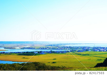 琵琶瀬展望台　霧多布湿原　霧　北海道浜中町 82417503