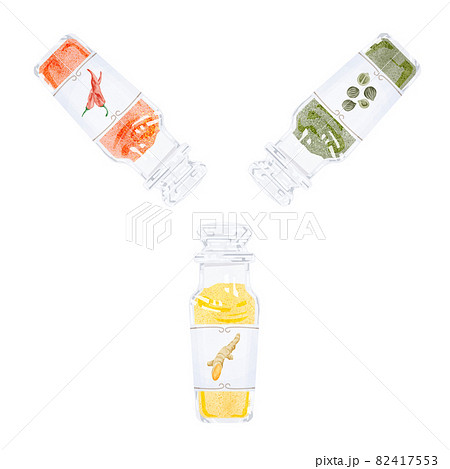 カレースパイス3種類の手書き水彩風イラストのイラスト素材