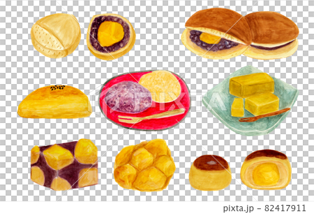 Watercolor illustration of autumn Japanese sweets 82417911