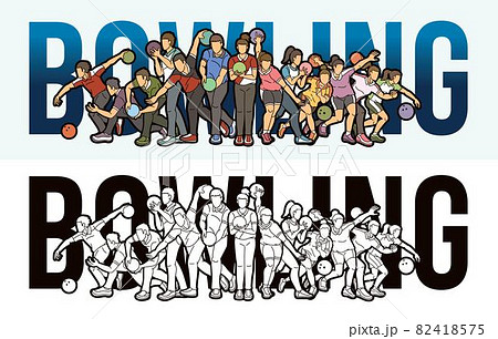 Bowling Text With Sport Players Graphic Vector Bowling Text With Sport Players Graphic Vector 82418575