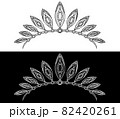 宝石が羽根のように並んだティアラ　手描きの線画イラスト_040 82420261