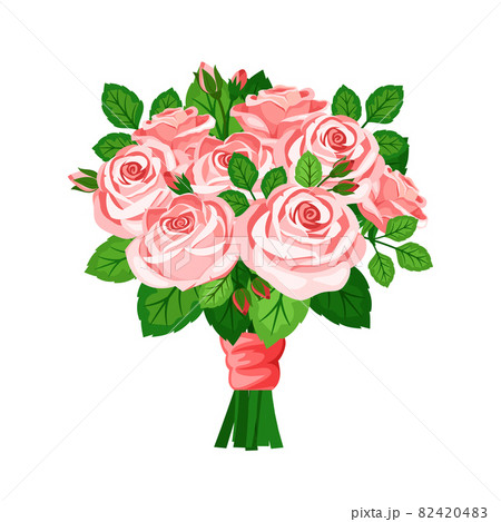 Cute wedding bouquet with pink buds of roses flowers Cute wedding bouquet with pink buds of roses flowers 82420483