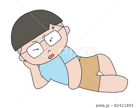横寝姿少年　怒り 82421805