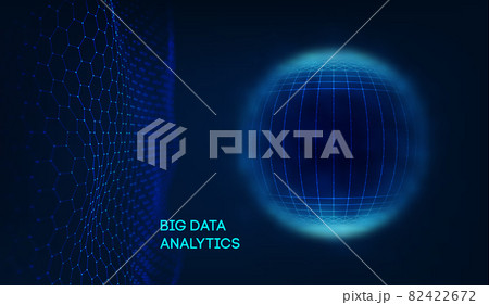 Blue sphere shield on dark background colorful data. Blue futuristic technology background. Abstract sphere energy field. Eps 10 82422672