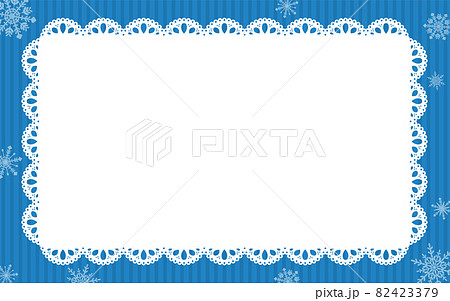 レースペーパーと雪の結晶のフレーム背景のイラスト素材