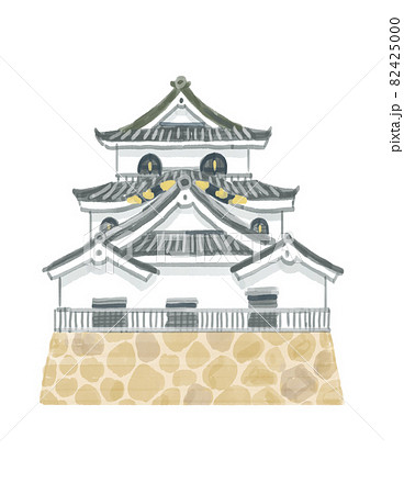 滋賀県の観光地 彦根城のイラストレーションのイラスト素材