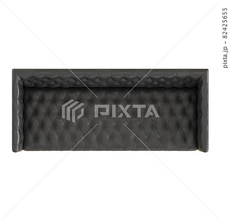 Black leather sofa top view on an isolated background. 3d rendering Black leather sofa top view on an isolated background. 3d rendering 82425655