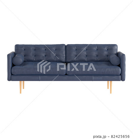 Blue leather sofa front view on an isolated background. 3d rendering Blue leather sofa front view on an isolated background. 3d rendering 82425656