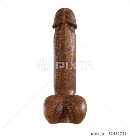 Decorative phallus figurine made of wood. 3d rendering on isolated background 82425731