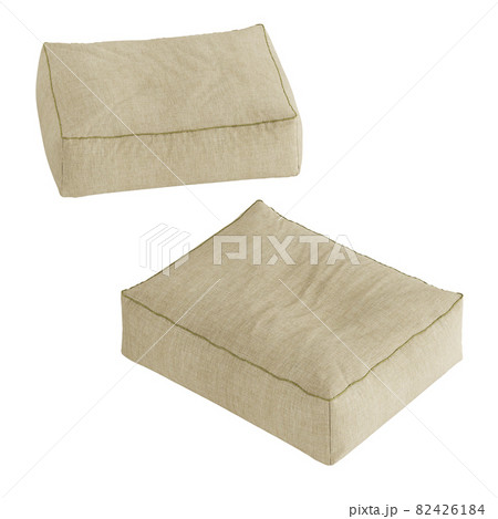 Two cloth pouf on a white background. 3d rendering Two cloth pouf on a white background. 3d rendering 82426184