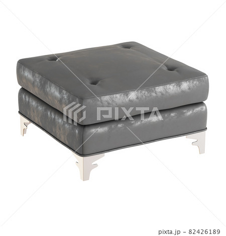 Gray leather pouf on a white background. 3d rendering 82426189