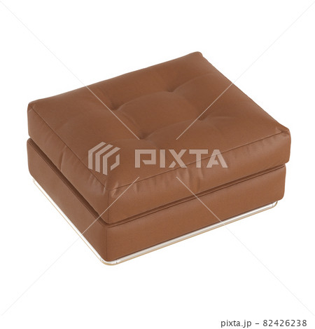 Brown leather pouf on a white background. 3d rendering Brown leather pouf on a white background. 3d rendering 82426238