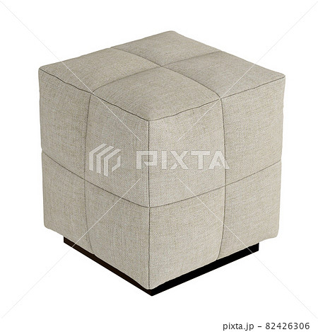 Box cloth pouf on a white background. 3d rendering Box cloth pouf on a white background. 3d rendering 82426306