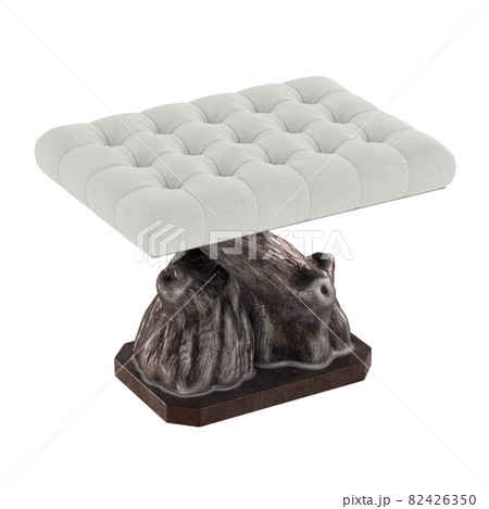 Cloth pouf with three wood base on a white background. 3d rendering Cloth pouf with three wood base on a white background. 3d rendering 82426350