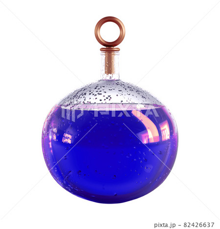 Round Glass Carafe With Blue Liquid And Drops のイラスト素材