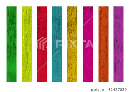Wood slats colored isolated on white background. Object with clipping path. Wood slats colored isolated on white background. Object with clipping path. 82427020