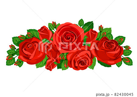 Nice red roses bouquet with buds isolated vector 82430045