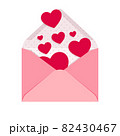 Cute open pink envelope with reds hearts 82430467