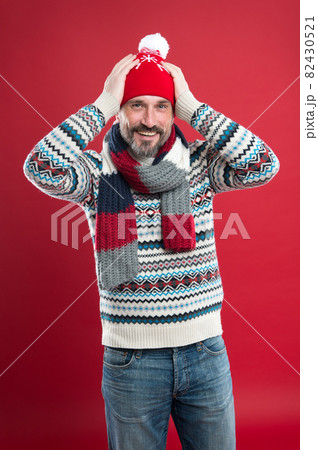Knitwear accessories. Winter trends. Knitted hat scarf Knitwear accessories. Winter trends. Knitted hat scarf 82430521