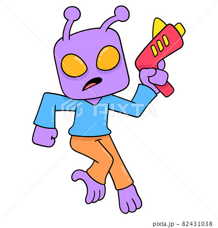 aliens at war holding laser gun guns, doodle icon image kawaii aliens at war holding laser gun guns, doodle icon image kawaii 82431038