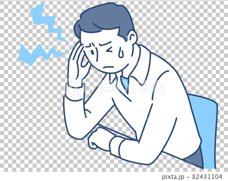 A man who holds back a headache 82431104