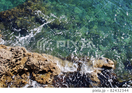 Lovran's coast,rocks and waves, Adriatic coast, Kvarner bay, city details, Croatia Lovran's coast,rocks and waves, Adriatic coast, Kvarner bay, city details, Croatia 82432344