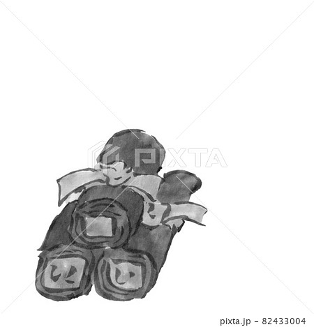 おせち　昆布巻き（墨の手描きイラスト） 82433004