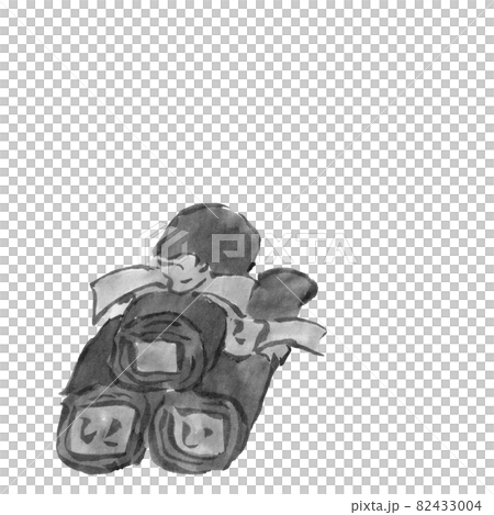 おせち　昆布巻き（墨の手描きイラスト） 82433004