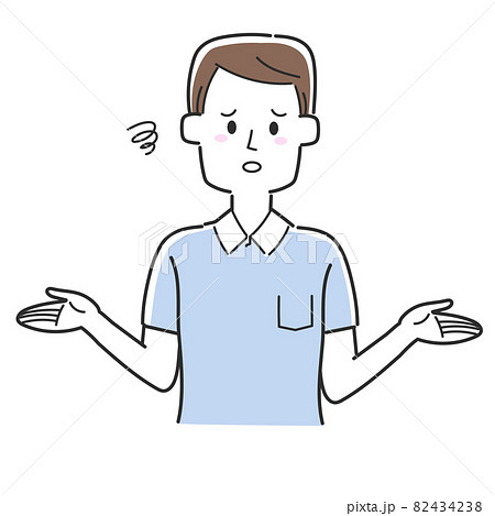 お手上げポーズをしている男性 82434238
