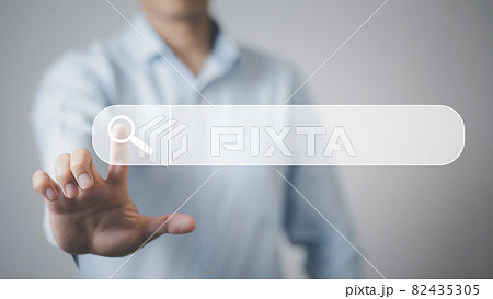 Searching Browsing Internet Data Information with blank search bar. man's hands are using a computer keyboard to Searching for information. Using Search Console with your website. Searching Browsing Internet Data Information with blank search bar. man's hands are using a computer keyboard to Searching for information. Using Search Console with your website. 82435305