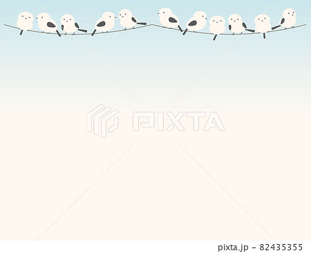 冬のイラスト背景 小鳥 横 のイラスト素材