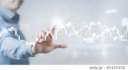 Businessman holding bar graph of analytics and financial, Changes in new planning, Business growth, ideas and perspectives, Stock investment, and dividends yield from business and stock market. Businessman holding bar graph of analytics and financial, Changes in new planning, Business growth, ideas and perspectives, Stock investment, and dividends yield from business and stock market. 82435458